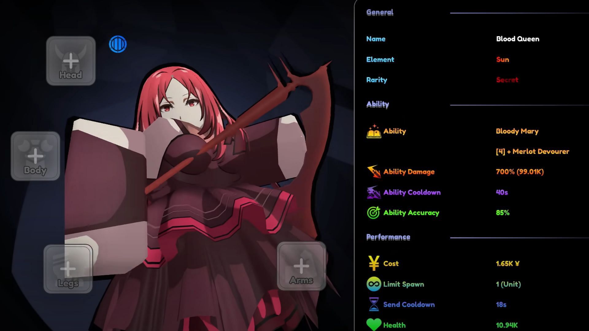 Blood Queen deals Magic damage to enemies (Image via Roblox)